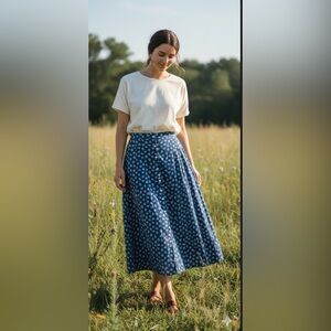 Woolrich Button Front Floral Skirt A Line Long Prairie Floral Sz 14 LikeNew